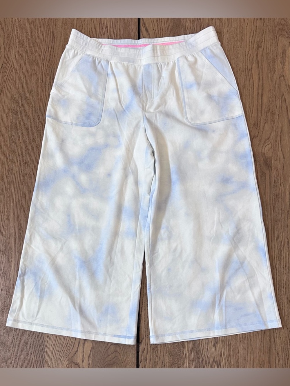 Isaac Mizrahi - SOHO Tie Dye French Terry Culottes Pants - Blue Size LARGE
